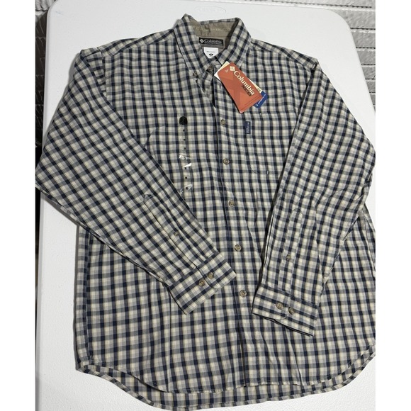 Columbia Other - Columbia XCO Button Down Shirt Mens Medium Navy Plaid Long Sleeve Outdoor